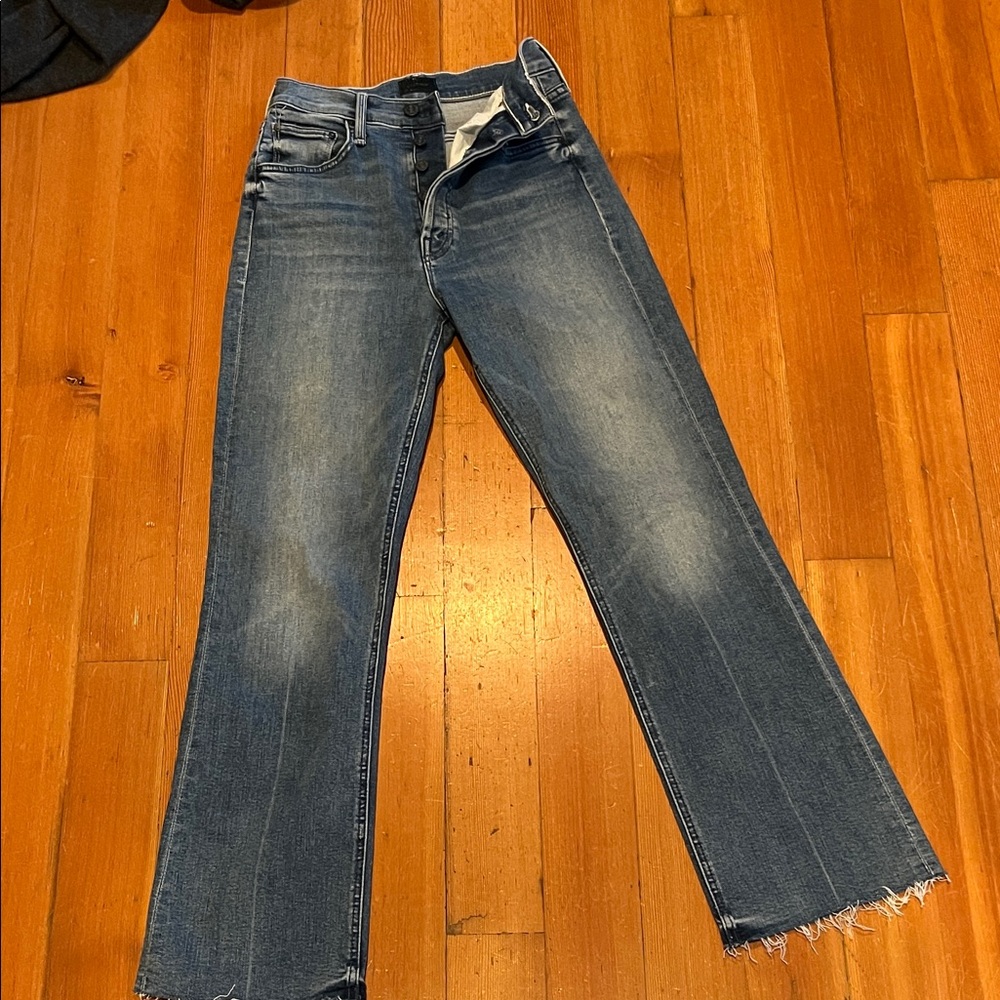MOTHER Blue Denim Tripper Ankle Jeans